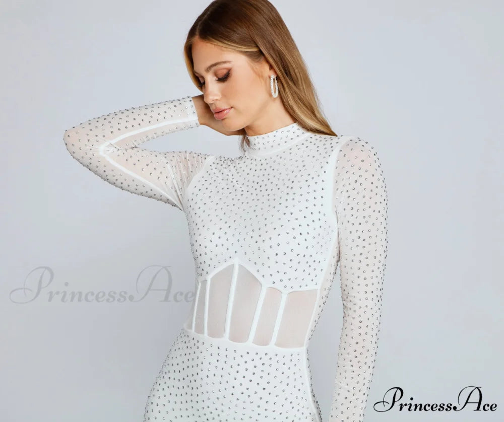 Renata Formal Heat Charming Stone Illusion Mini Dress