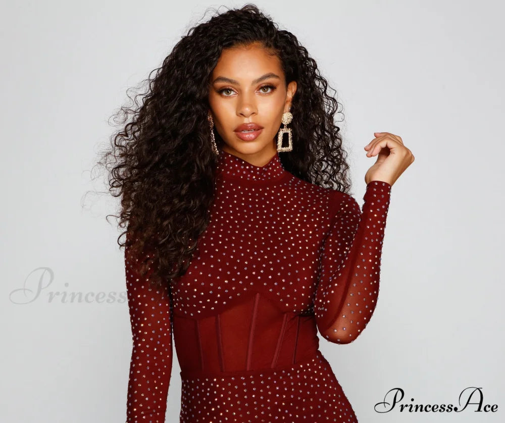 Renata Formal Heat Charming Stone Illusion Mini Dress