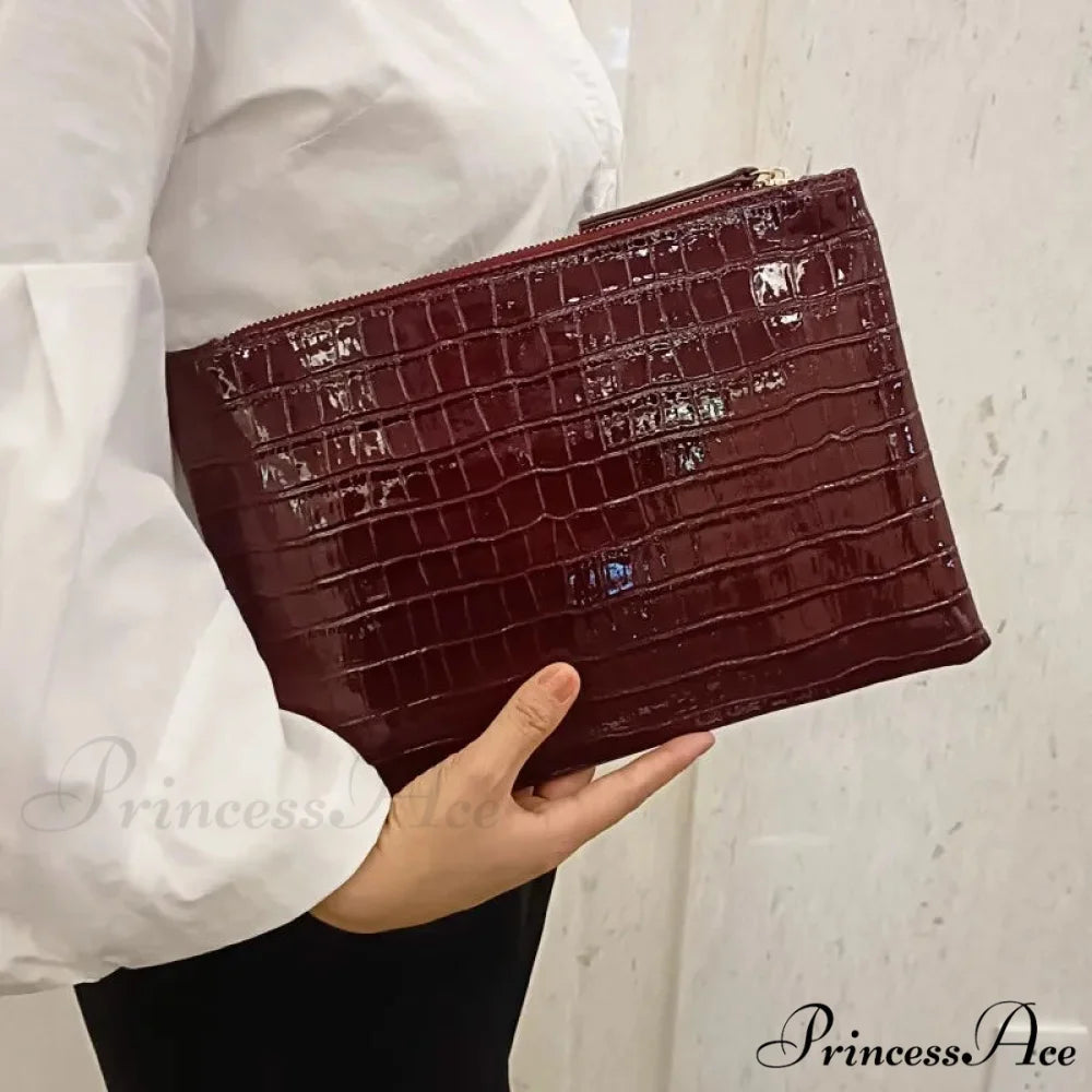 Reptile Design Spacious Nighttime Clutch Burgundy wristlet-250126