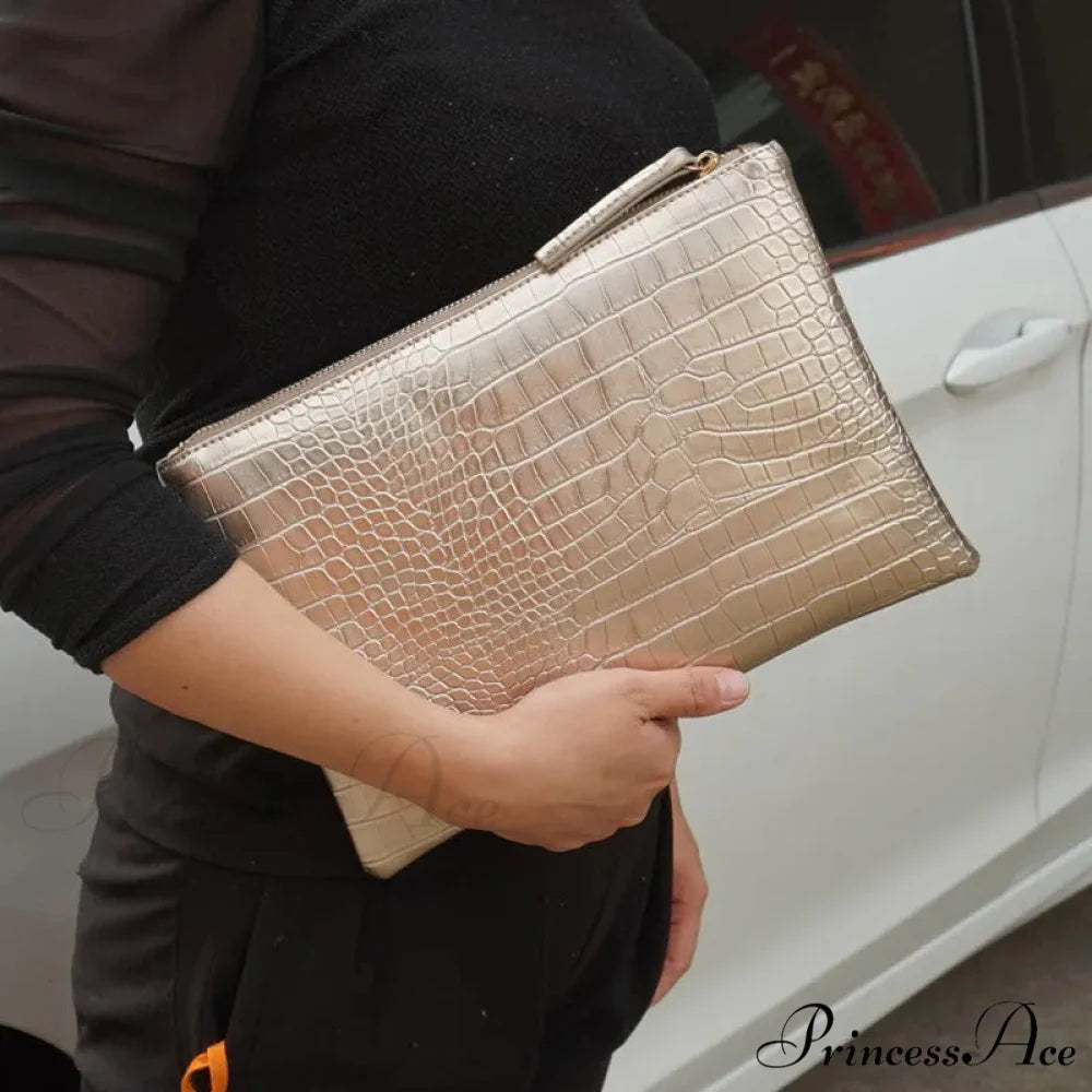 Reptile Design Spacious Nighttime Clutch Gold wristlet-250126