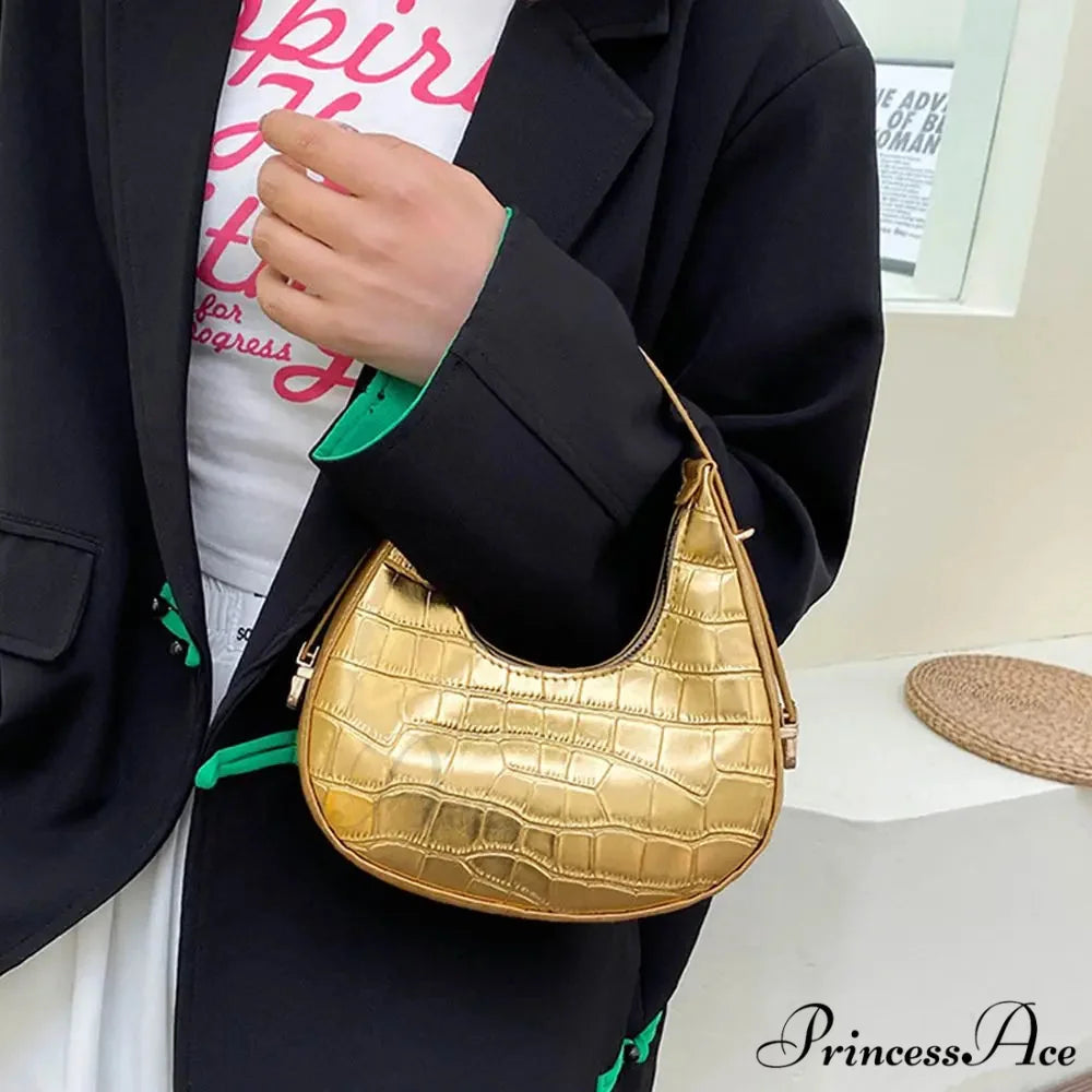 Reptile Texture Basic Faux Leather Shoulder Purse handbag-250126
