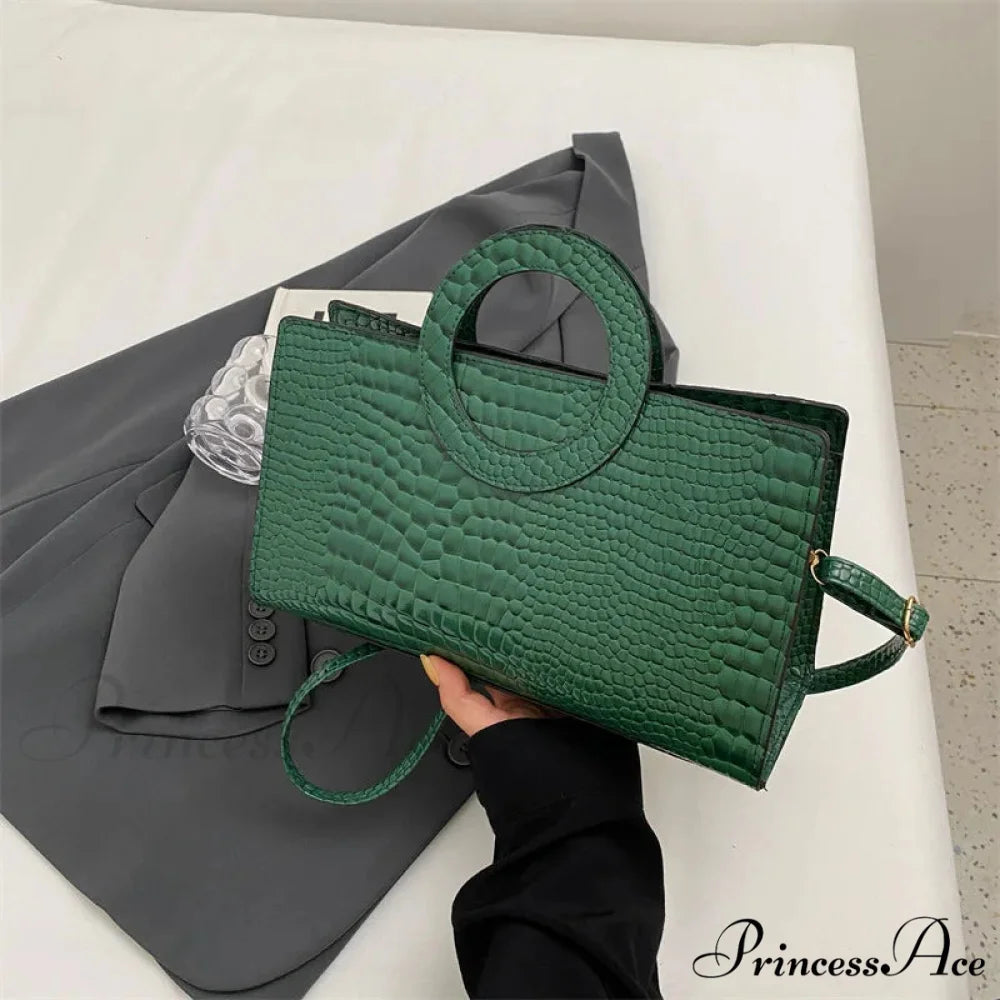 Reptilian Design Faux Leather Crossbody Purse Green handbag-250126