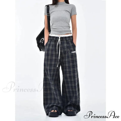 Retro 2000s Tartan Women Sweatpants Trousers pants-241228