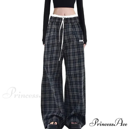 Retro 2000s Tartan Women Sweatpants Trousers pants-241228