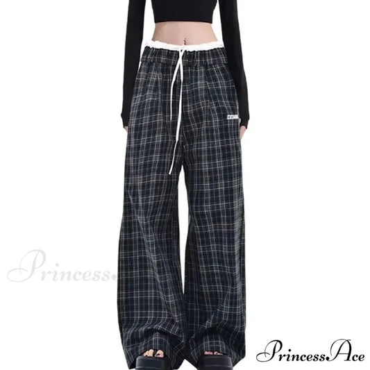 Retro 2000s Tartan Women Sweatpants Trousers pants-241228