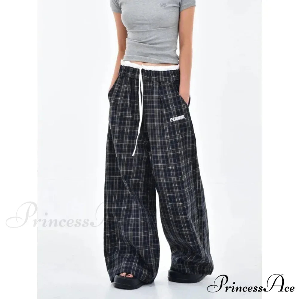 Retro 2000s Tartan Women Sweatpants Trousers pants-241228