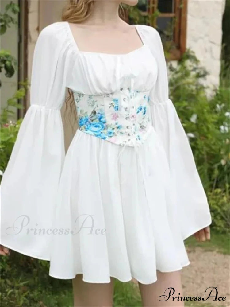 Retro Bandage Corset Petite Dress white / S minidress-250223