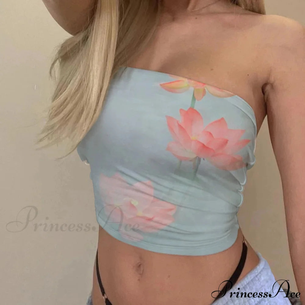 Retro Bandeau Sleek Crop Top blue / S croptop-250223