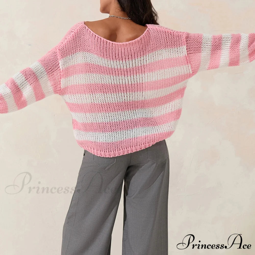 Retro Banded Boat Neck Sweater swraters-241228