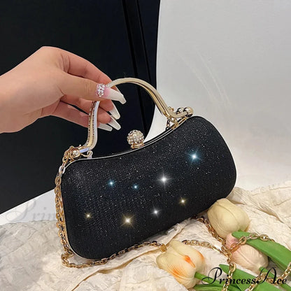 Retro Chain Evening Shoulder Clutch Bag Black / (20cm clutchbag-250126