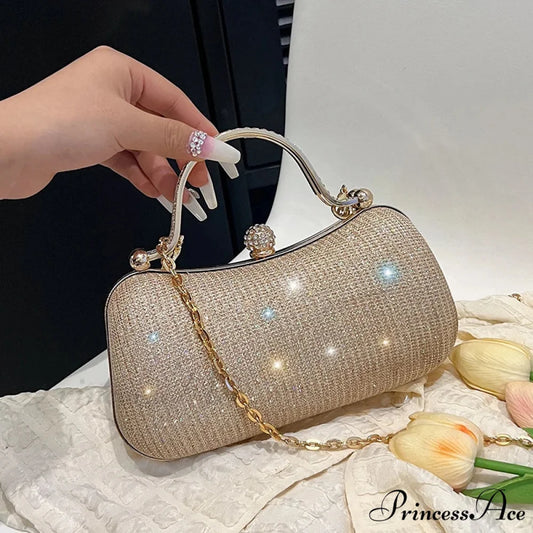 Retro Chain Evening Shoulder Clutch Bag Gold / (20cm clutchbag-250126