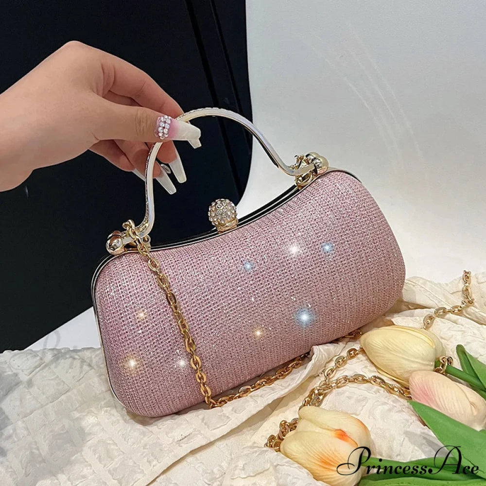 Retro Chain Evening Shoulder Clutch Bag Pink / (20cm clutchbag-250126