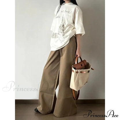 Retro Denim Broad Leg Trousers pants-241228