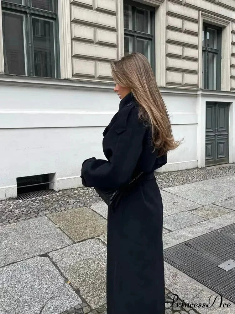 Retro Dual-Breasted Folded Collar Overcoat overcoats-241228