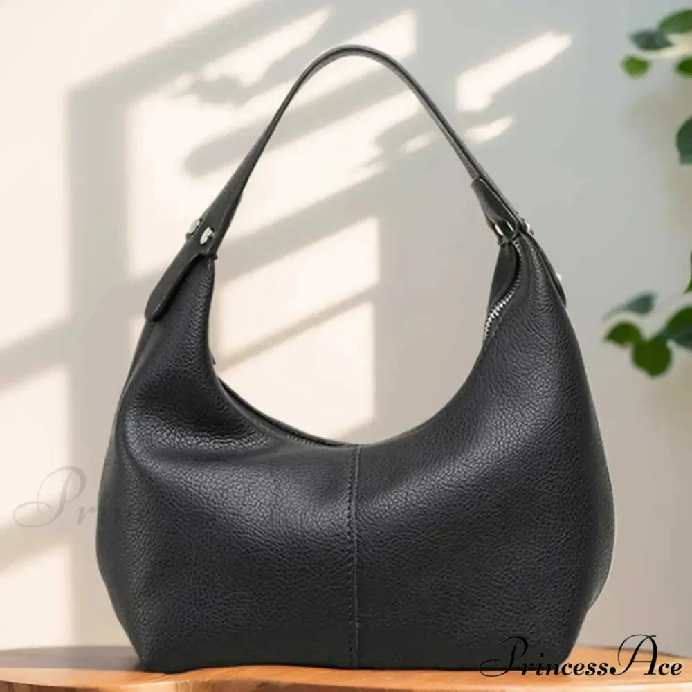 Retro Faux Leather Underarm Shoulder Bag Black shoulder-250126