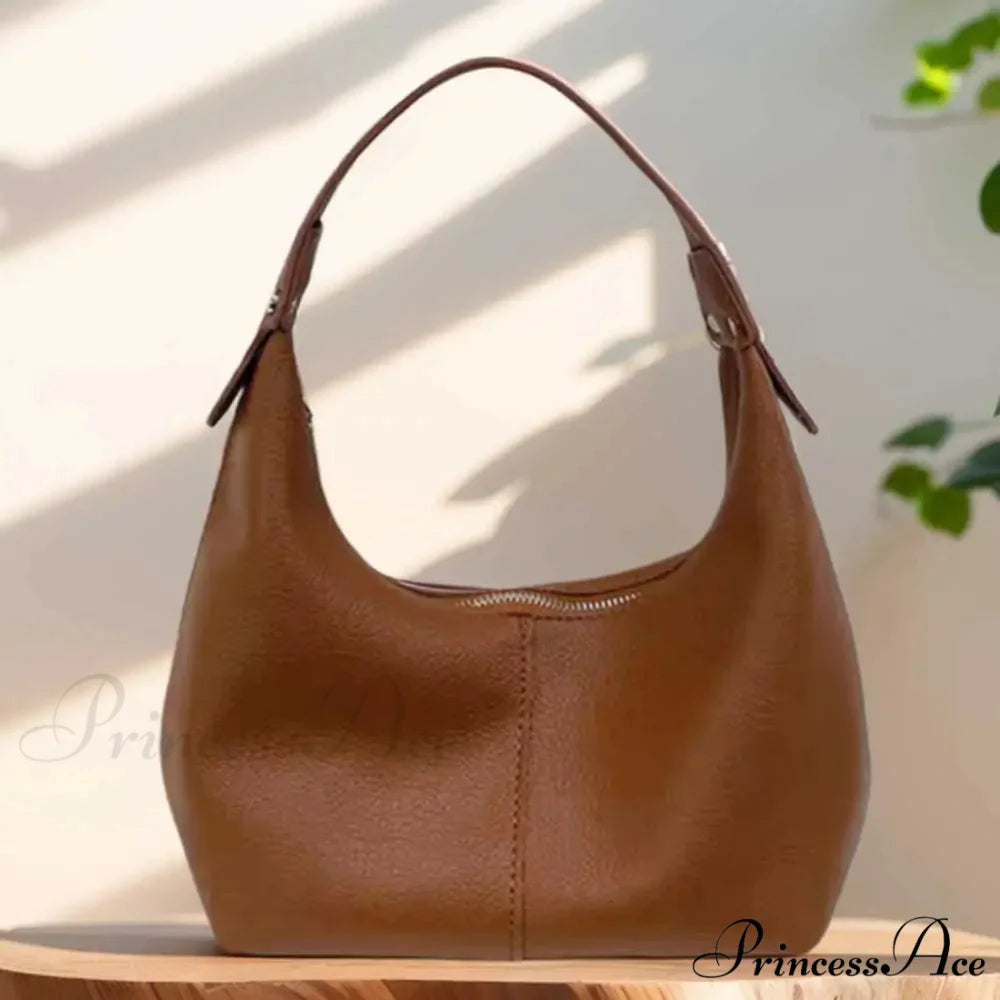 Retro Faux Leather Underarm Shoulder Bag Brown shoulder-250126
