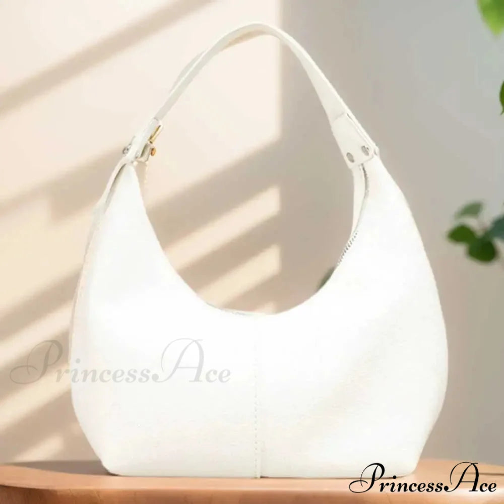 Retro Faux Leather Underarm Shoulder Bag White shoulder-250126