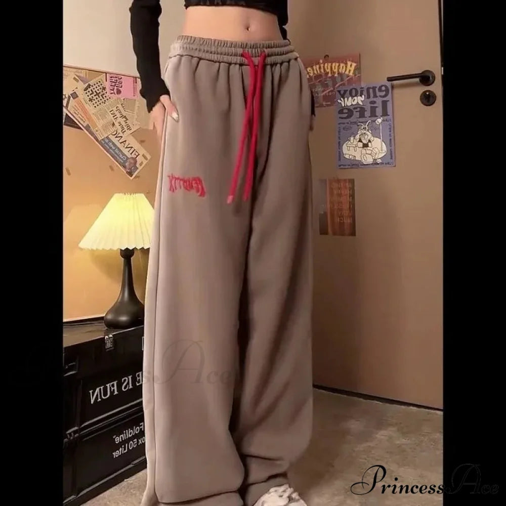 Retro Fleece Joggers Cold Weather Trousers Coffee / S pants-241228