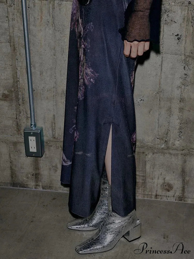 Retro Flower Pattern Aesthetic High Rise Skirt skirt-250126