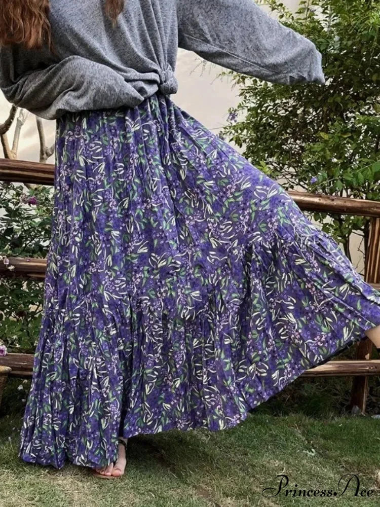 Retro Flowered Skirt for Ladies 2025 Summer Elevated Waist Y2K skirt-250126