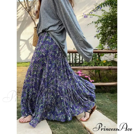 Retro Flowered Skirt for Ladies 2025 Summer Elevated Waist Y2K Mixed / S skirt-250126
