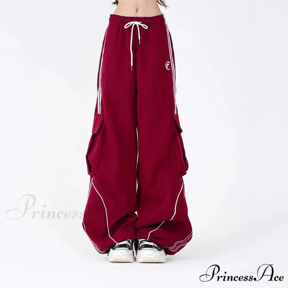 Retro Line Rap Cargo Trousers Red / S pants-241228