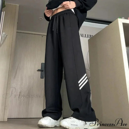 Retro Lines Baggy Informal Trousers Black / S (35-48KG) pants-241228
