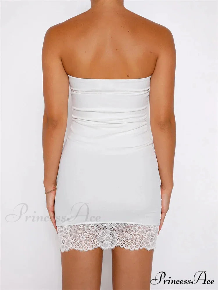 Retro Off Shoulder Tube Strapless Backless Mini Dress