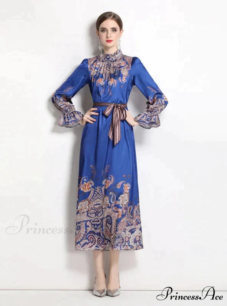 Retro Palace Horn Sleeve Dress M / BLACK