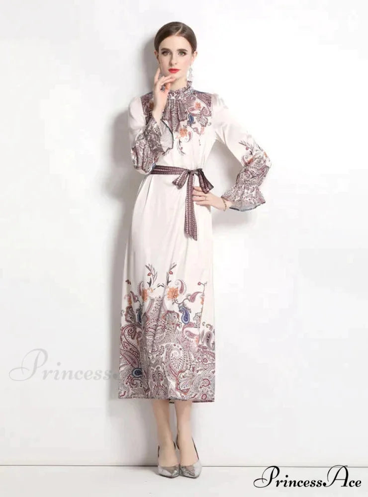 Retro Palace Horn Sleeve Dress S / BLACK