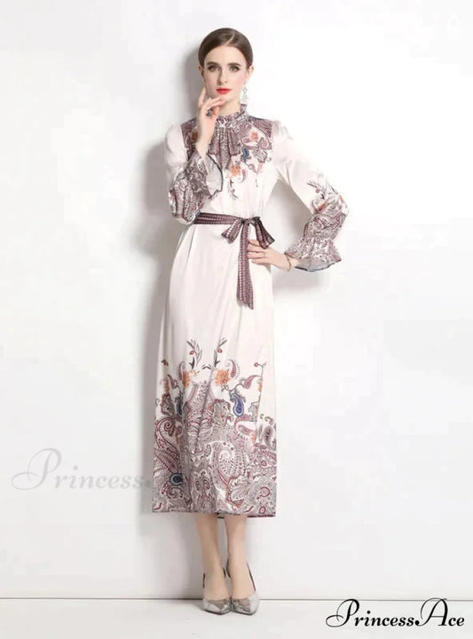 Retro Palace Horn Sleeve Dress S / BLACK