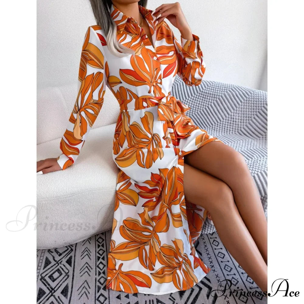 Retro Printed Blouse Long Flowered Gown oldfloraldress-250126