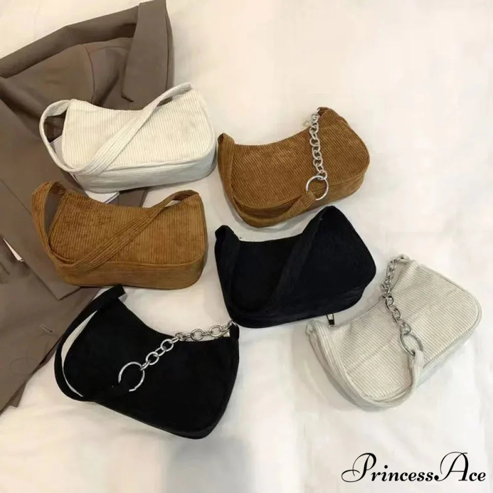Retro Ribbed Underarm Shoulder Bag shoulder-250126