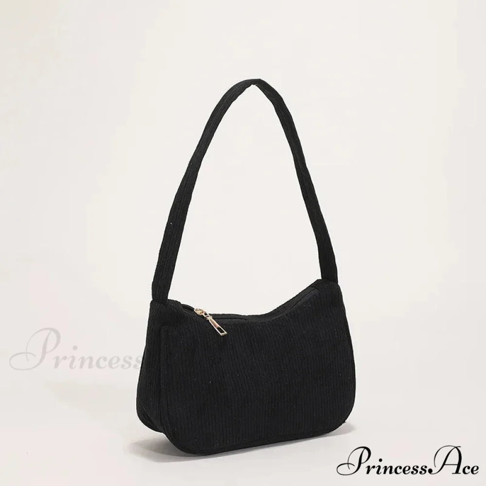 Retro Ribbed Underarm Shoulder Bag Black1 shoulder-250126