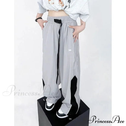 Retro Running Sweatpants Spacious Leg Trousers pants-241228