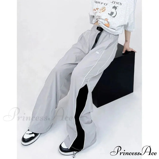 Retro Running Sweatpants Spacious Leg Trousers pants-241228