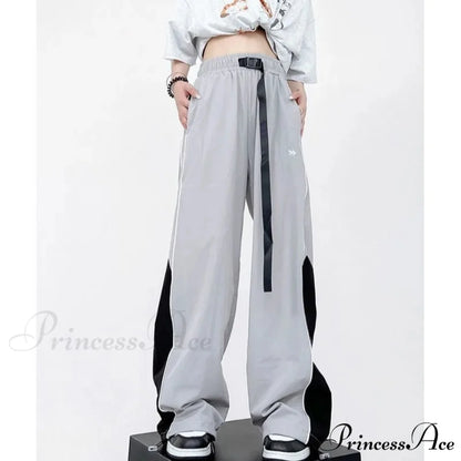 Retro Running Sweatpants Spacious Leg Trousers pants-241228