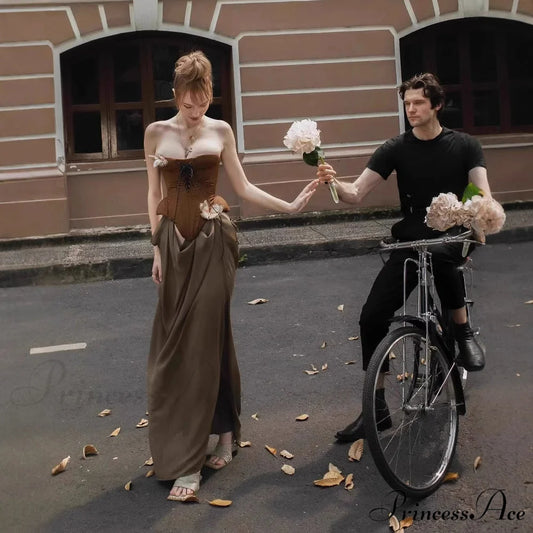 Retro Seductive Boned Waist Bandeau Prom Dress promdress-250223