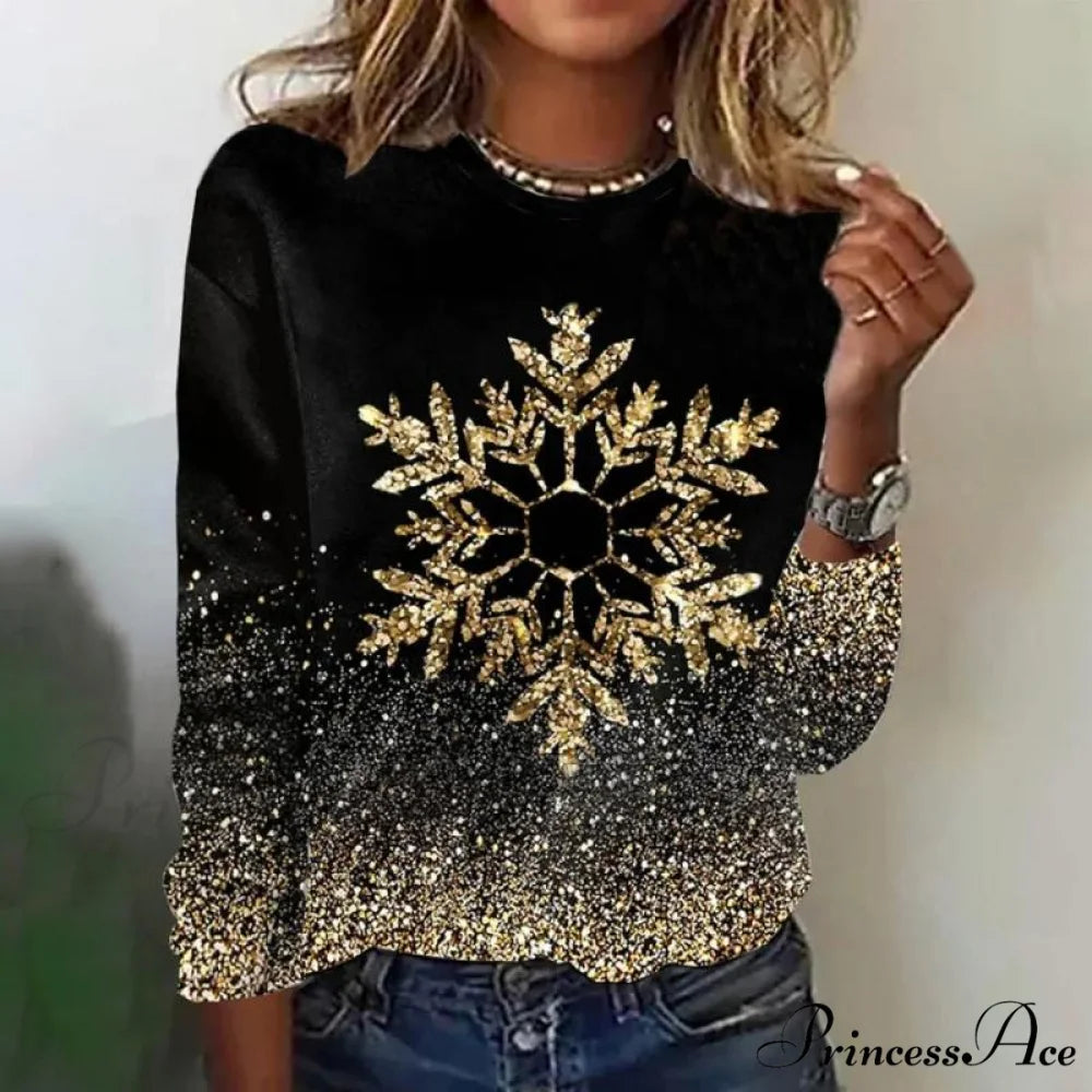 Retro Snowflake Ombre Tee Black / S