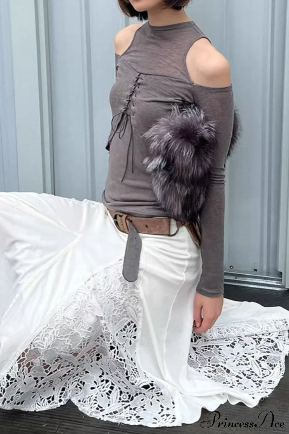 Retro Streetwear Off-Shoulder Turtleneck Long-Sleeve Knit Top