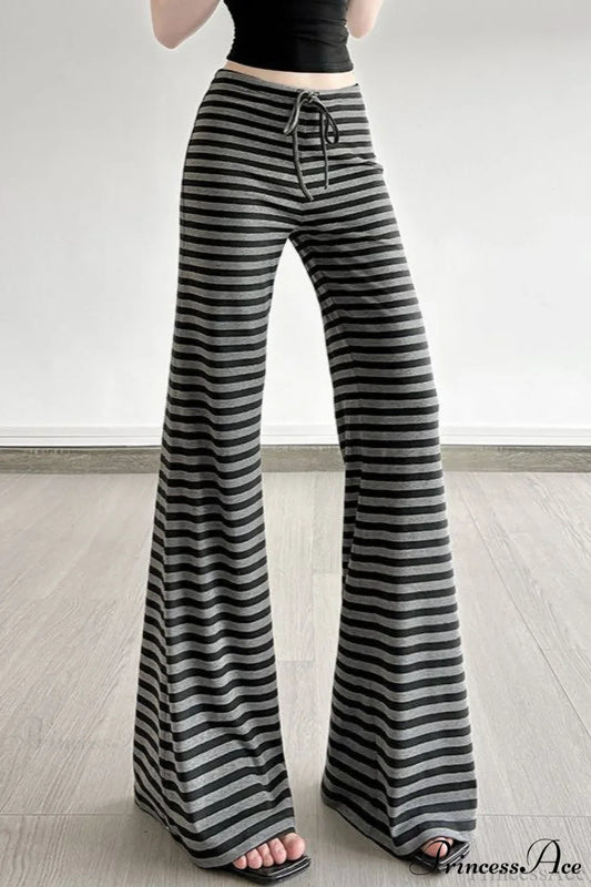 Retro Striped Bootcut Knit Pants