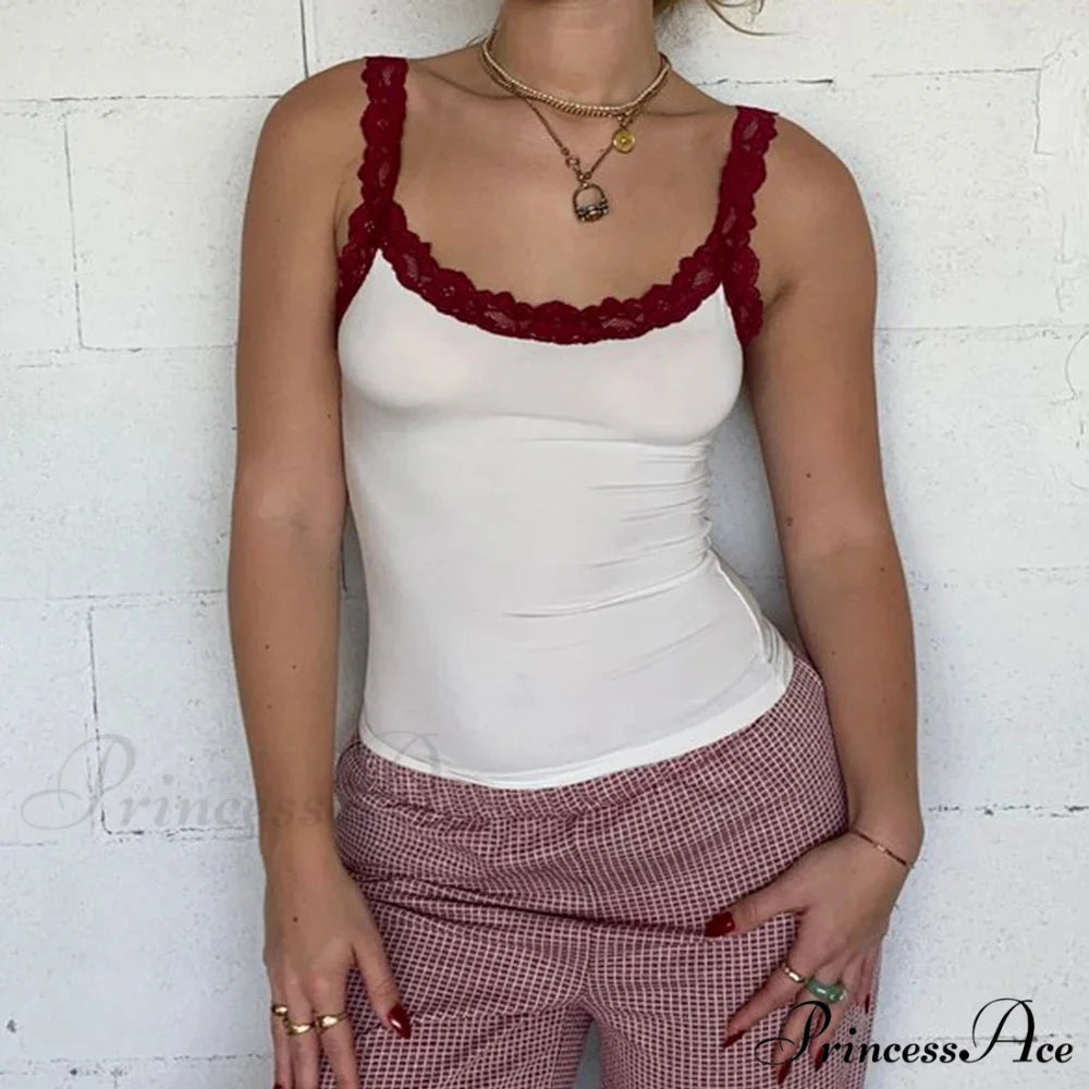 Revealing Rear Lace Edging Midriff Top white / S croptop-250223