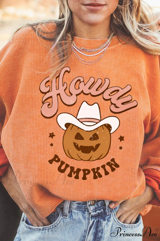 Ribbed Graphic Pumpkin Sweatshirt