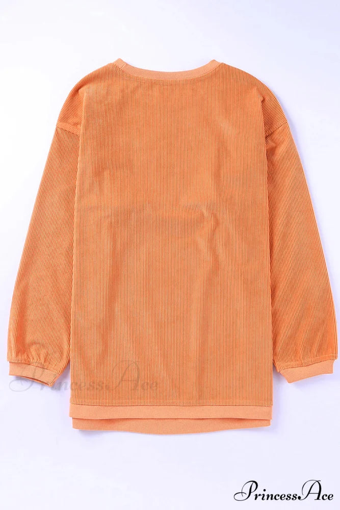 Ribbed Graphic Pumpkin Sweatshirt