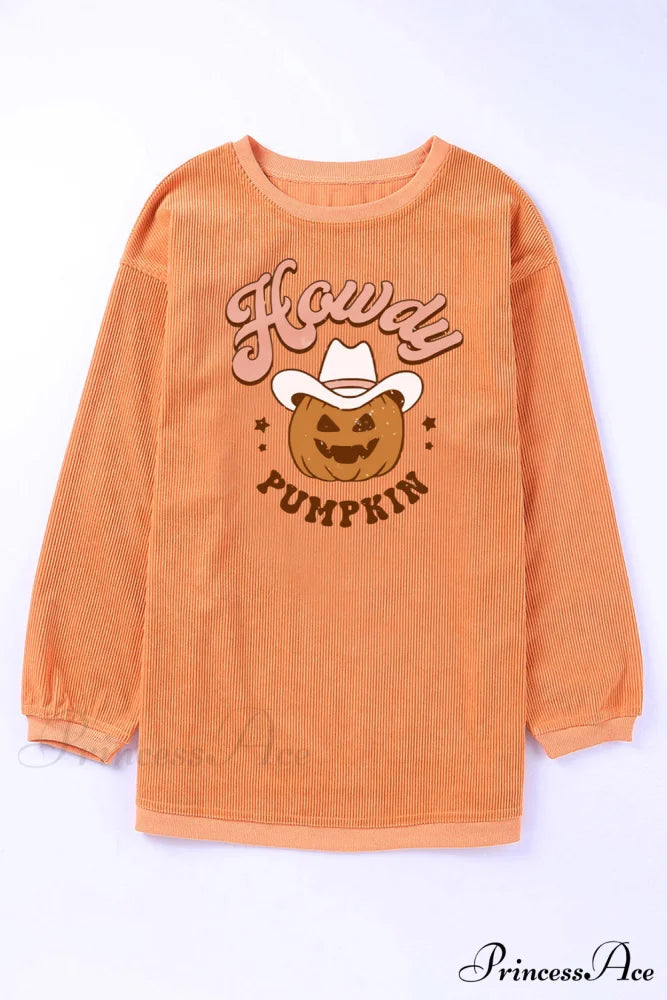 Ribbed Graphic Pumpkin Sweatshirt