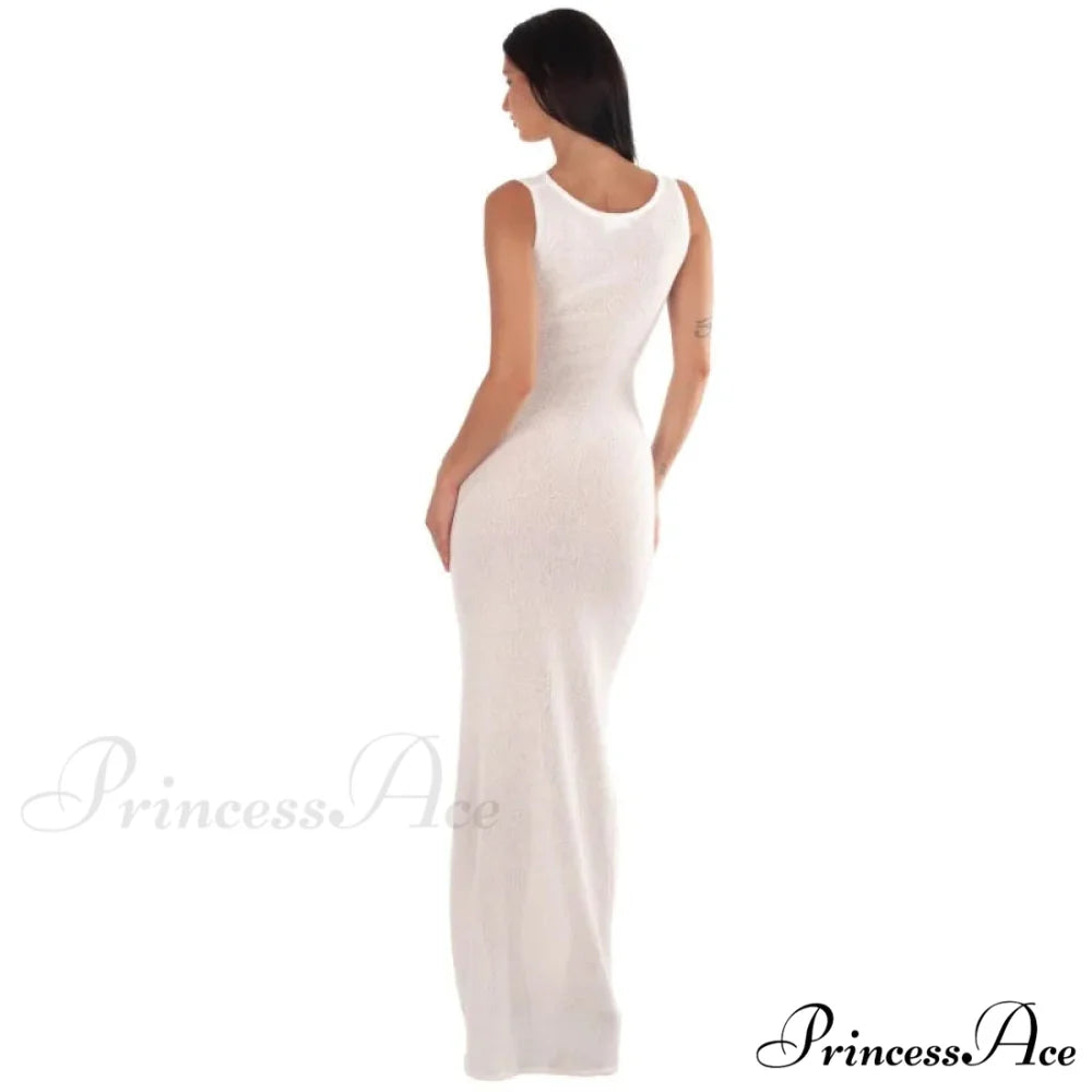 Ribbed Knit Bandeau Charming Sleeveless Midi Dress