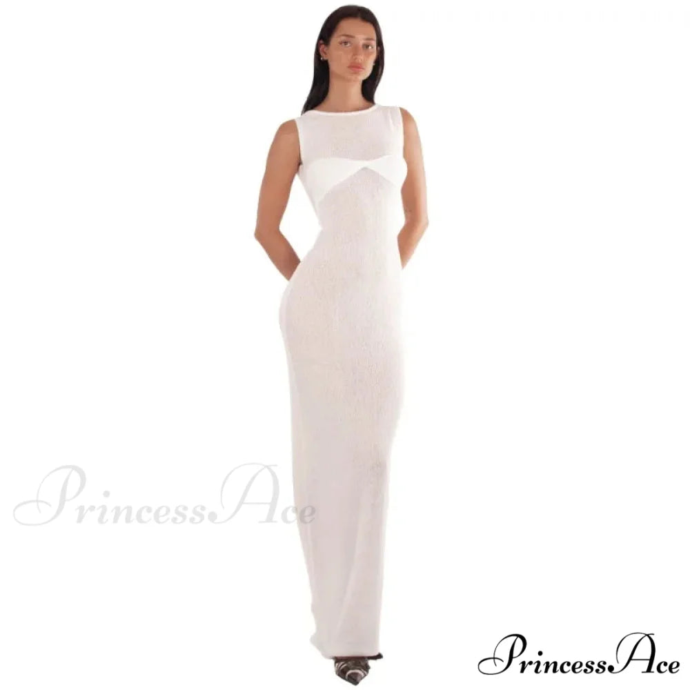 Ribbed Knit Bandeau Charming Sleeveless Midi Dress
