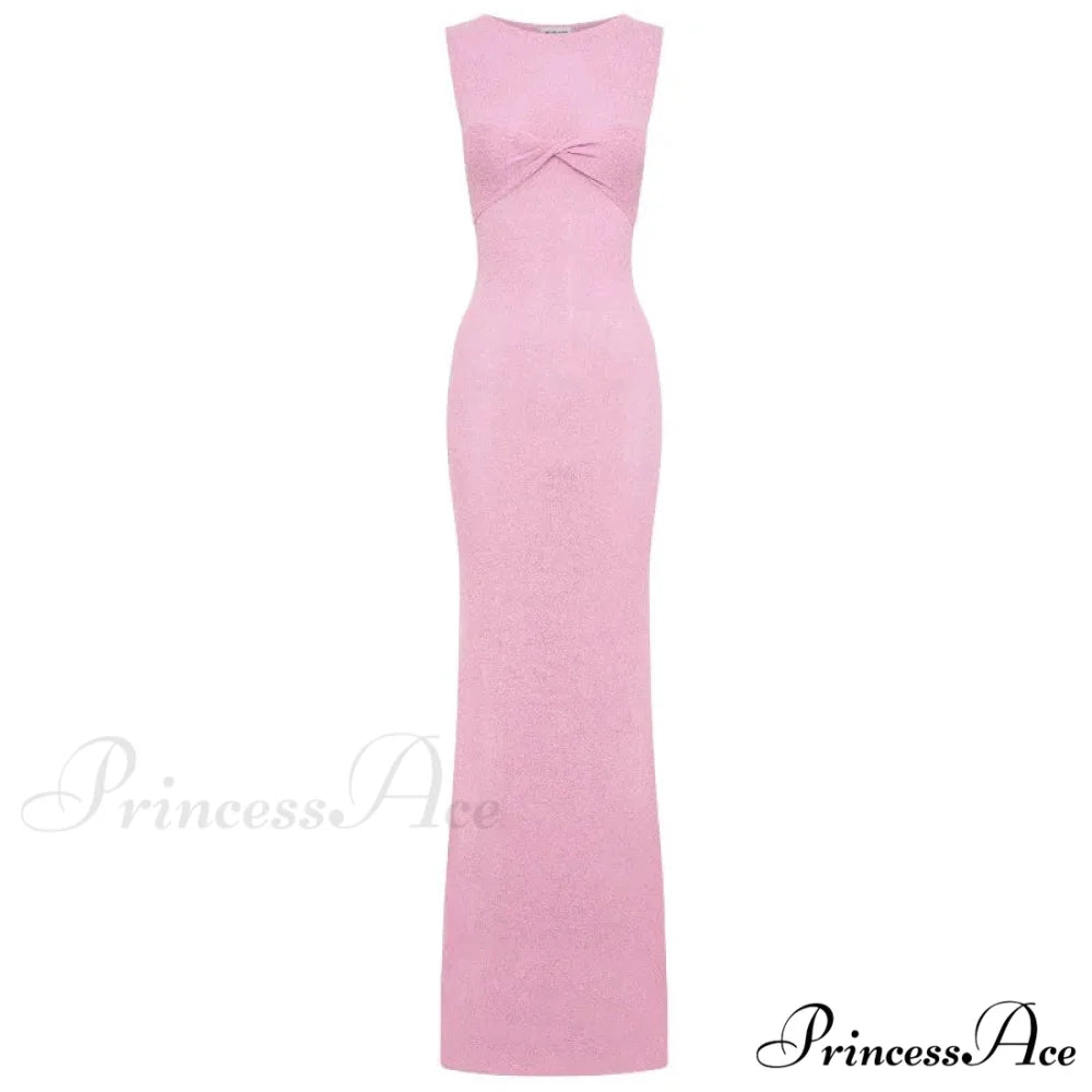 Ribbed Knit Bandeau Charming Sleeveless Midi Dress