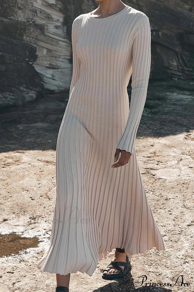 Ribbed Knit Tie-waist Dress