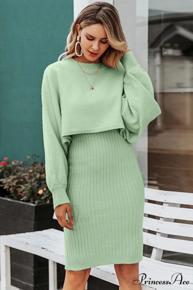 Ribbed Matching Set Mint Green / One Size